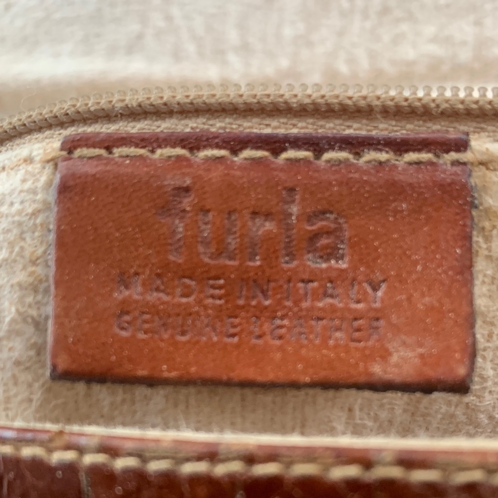 Furla  Croc Embossed leather Shoulder Bag  Chestnut Brown - Picture 8 of 8